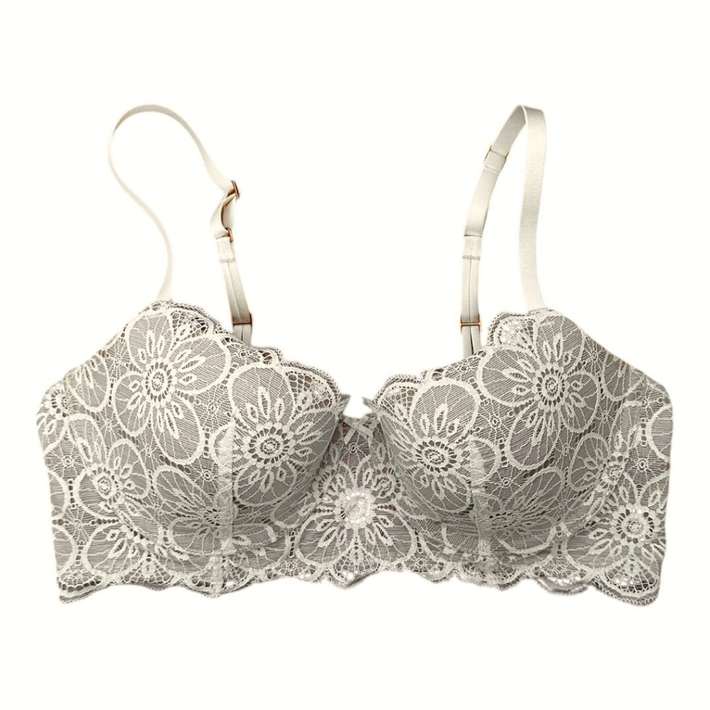 aerie beautiful white floral lace balconette bra